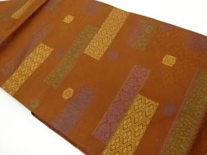 短冊に花葉・抽象模様織出し名古屋帯